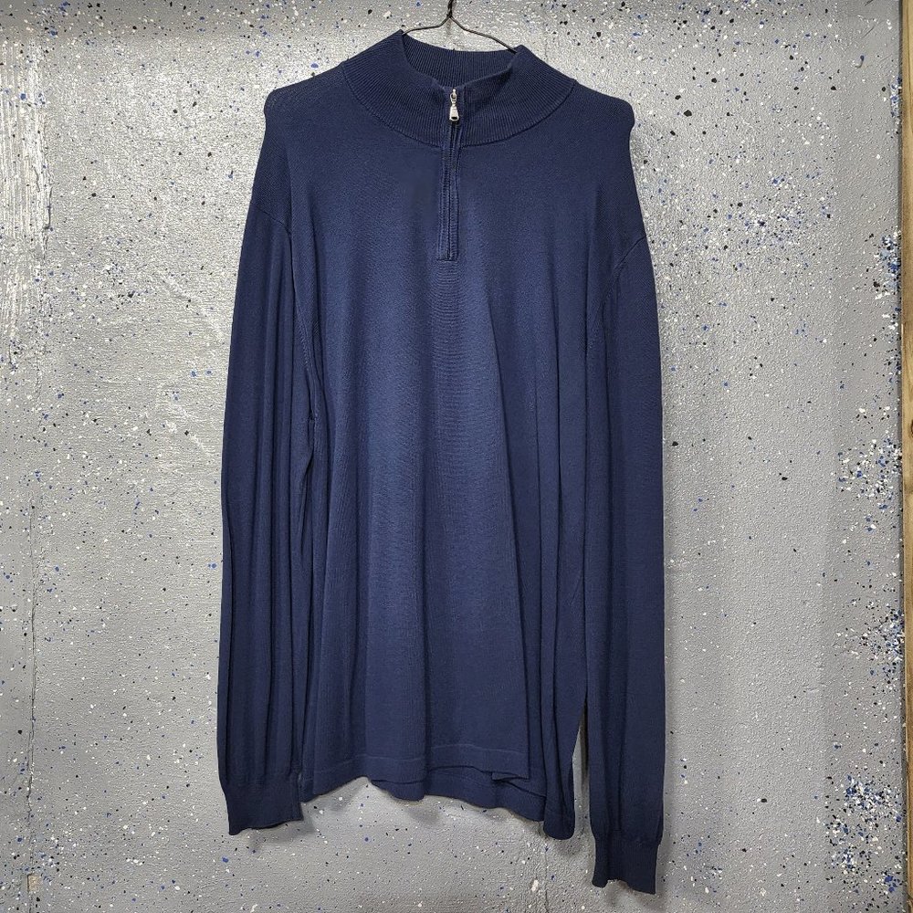 Bachrach Mens Blue 60% Cotton 40% Rayon Long Sleeve 1/4 Zip Pullover Sweater XL